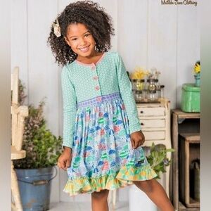 Matilda Jane Girls' Green and Blue Patterned Dress